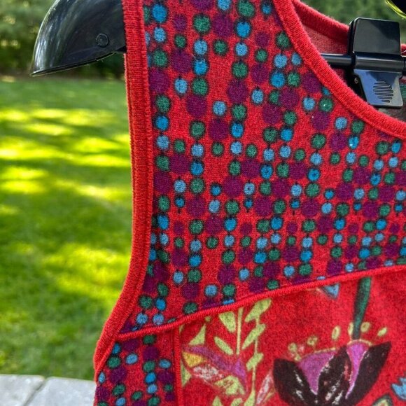 Boho Floral Midi Dress Sleeveless A-Line Sundress Red Multicolor Botanical Print - Picture 7 of 14